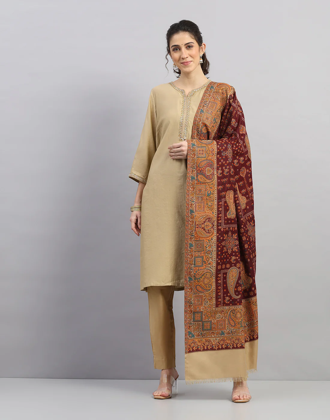 Women Multicolor Self Design Shawl
