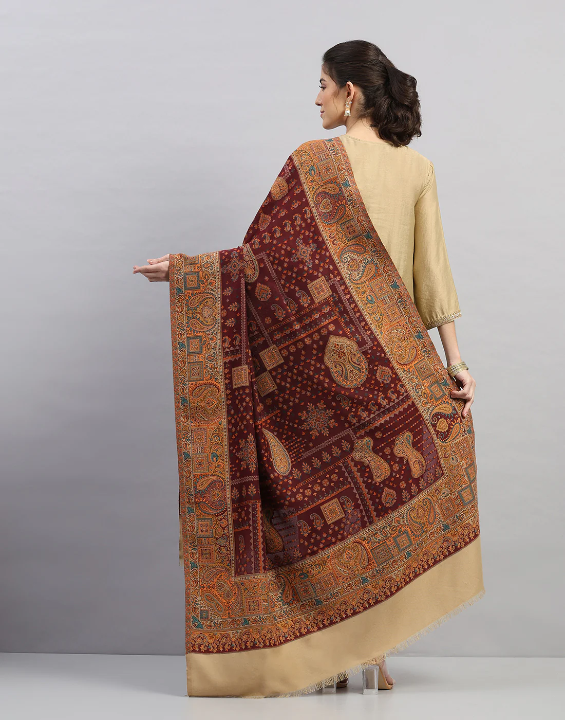 Women Multicolor Self Design Shawl - Image 4