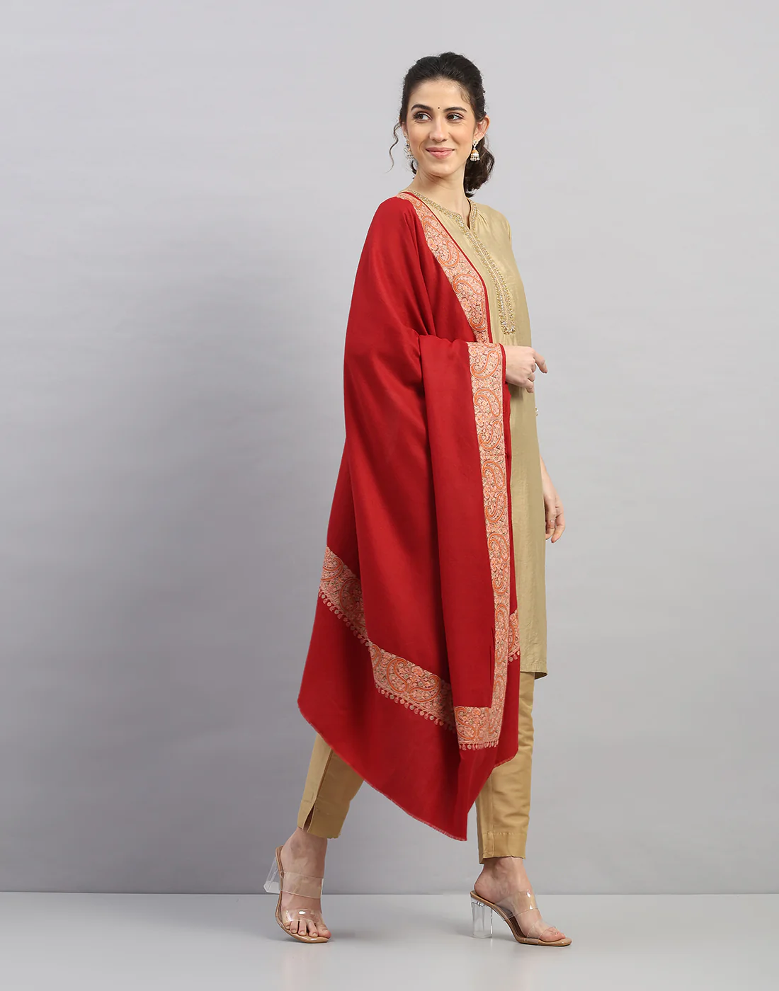 Women Multicolor Self Design Shawl - Image 3