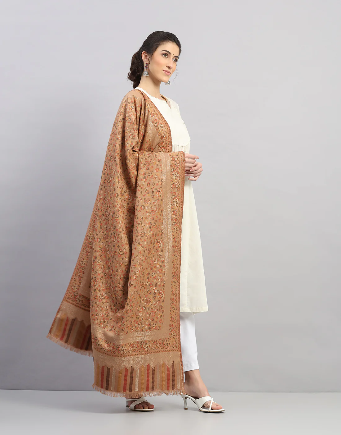 Women Multicolor Self Design Shawl - Image 3
