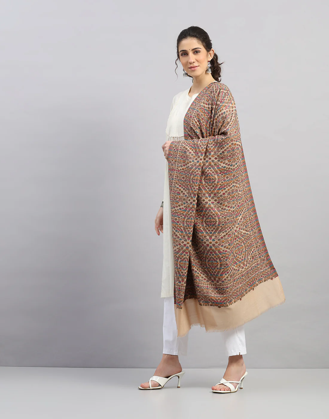 Women Multicolor Self Design Shawl - Image 2