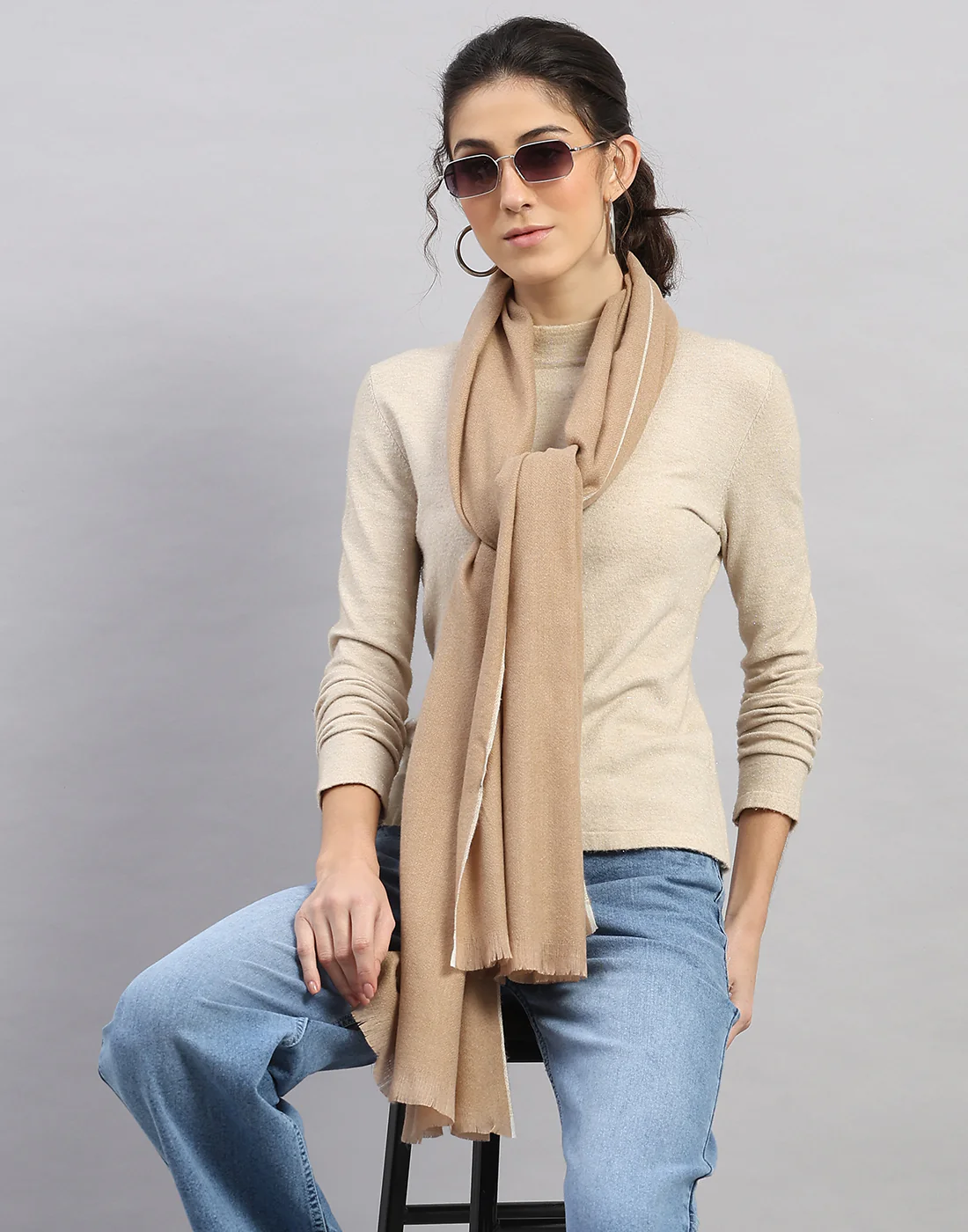 Women Multicolor Self Design Stole - Image 5