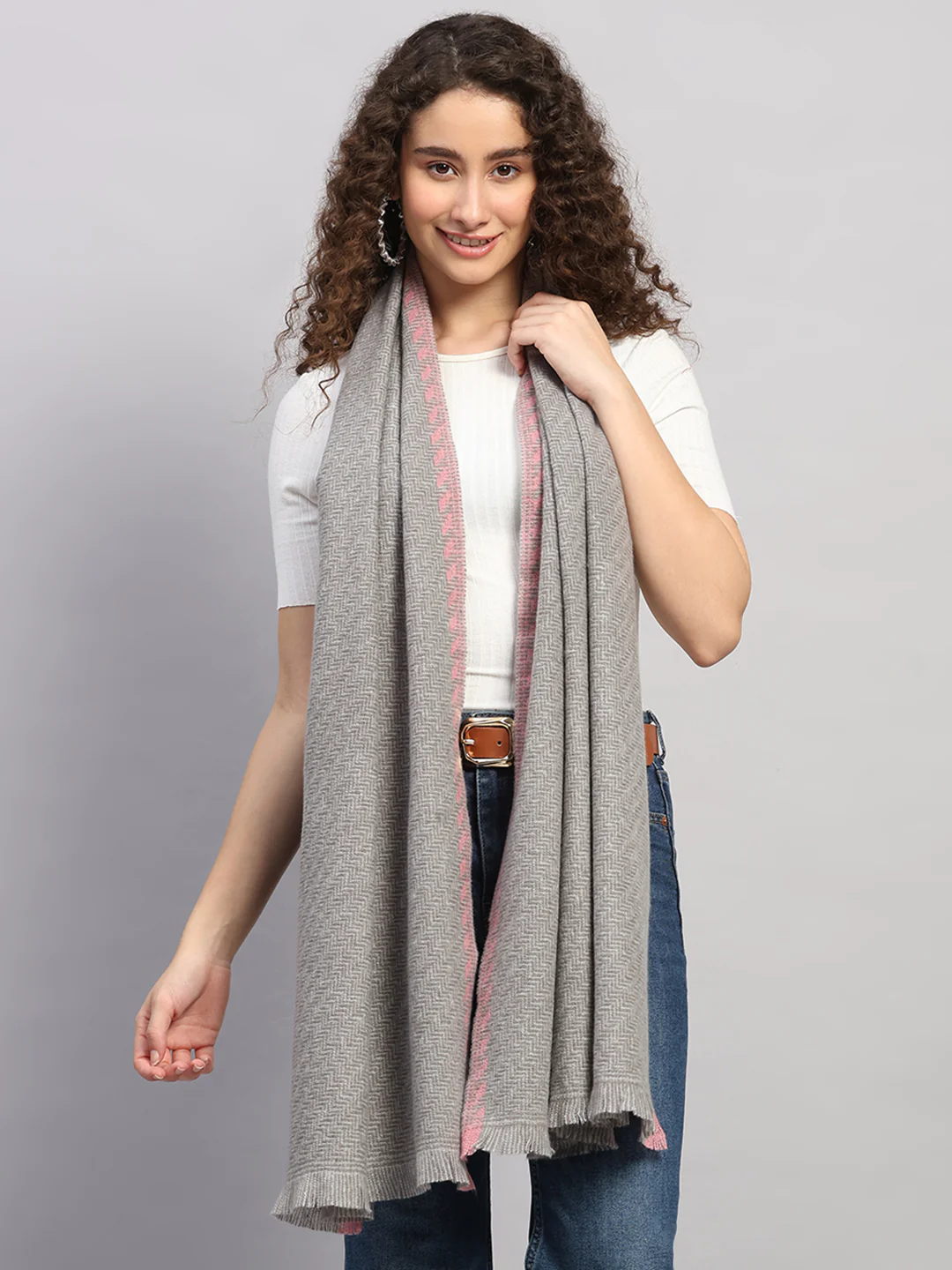 Women Multicolor Self Design Wool Stole
